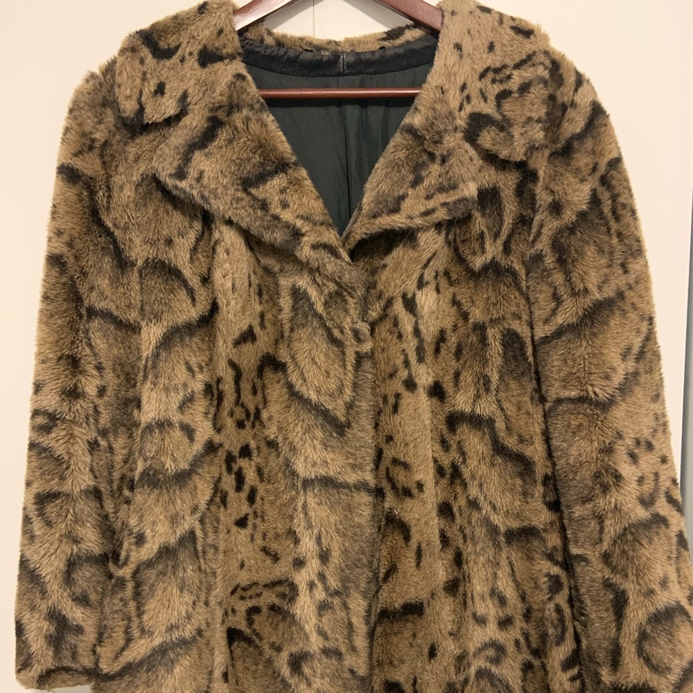 Vintage faux fur swing jacket